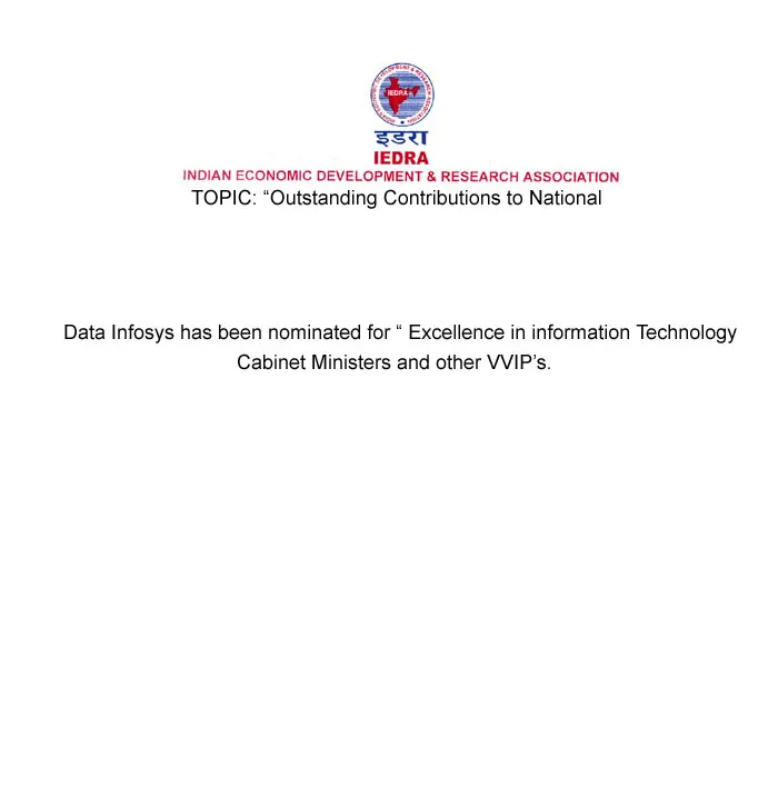Data Ingenious Global Limited (Formerly Known as Data Infosys) has been nominated for “ Excellence in information Technology Award for the year 2006”