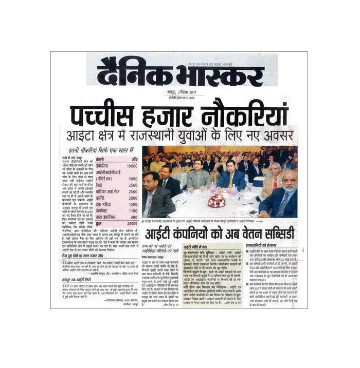 25,000 Jobs for Freshers in Rajasthan- 02 December, Dainik Bhaskar