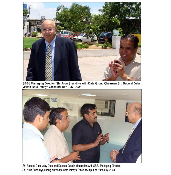 SBBJ Managing Director Visits Data Ingenious Global Limited (Formerly Known as Data Infosys) Office at Jaipur on 10th July ,2008