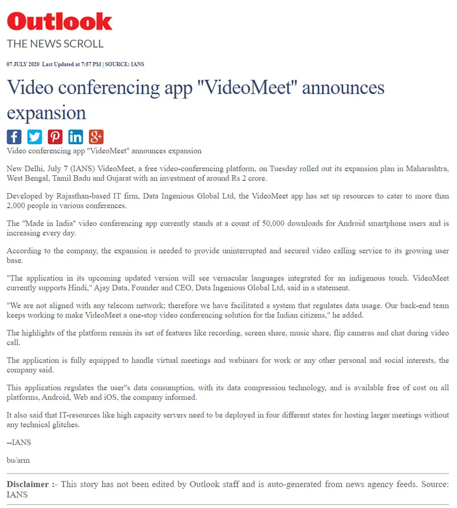 Video Conferencing app VideoMeet announces Expansion