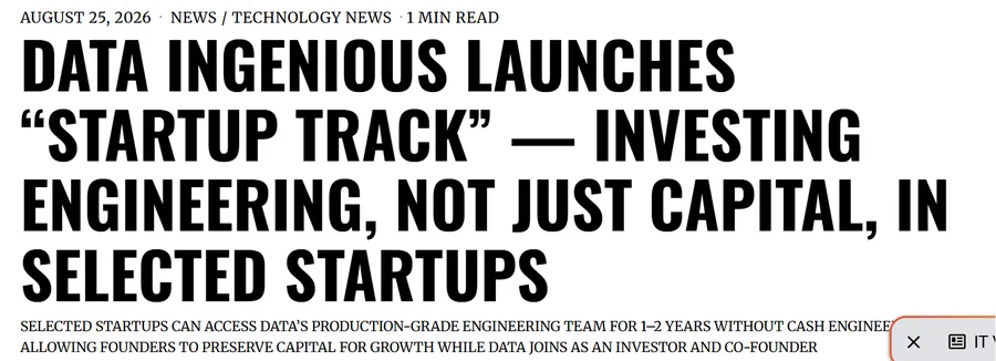 IT Voice: Data Ingenious launches Startup Track, investing engineering, not just capital, in selected startups